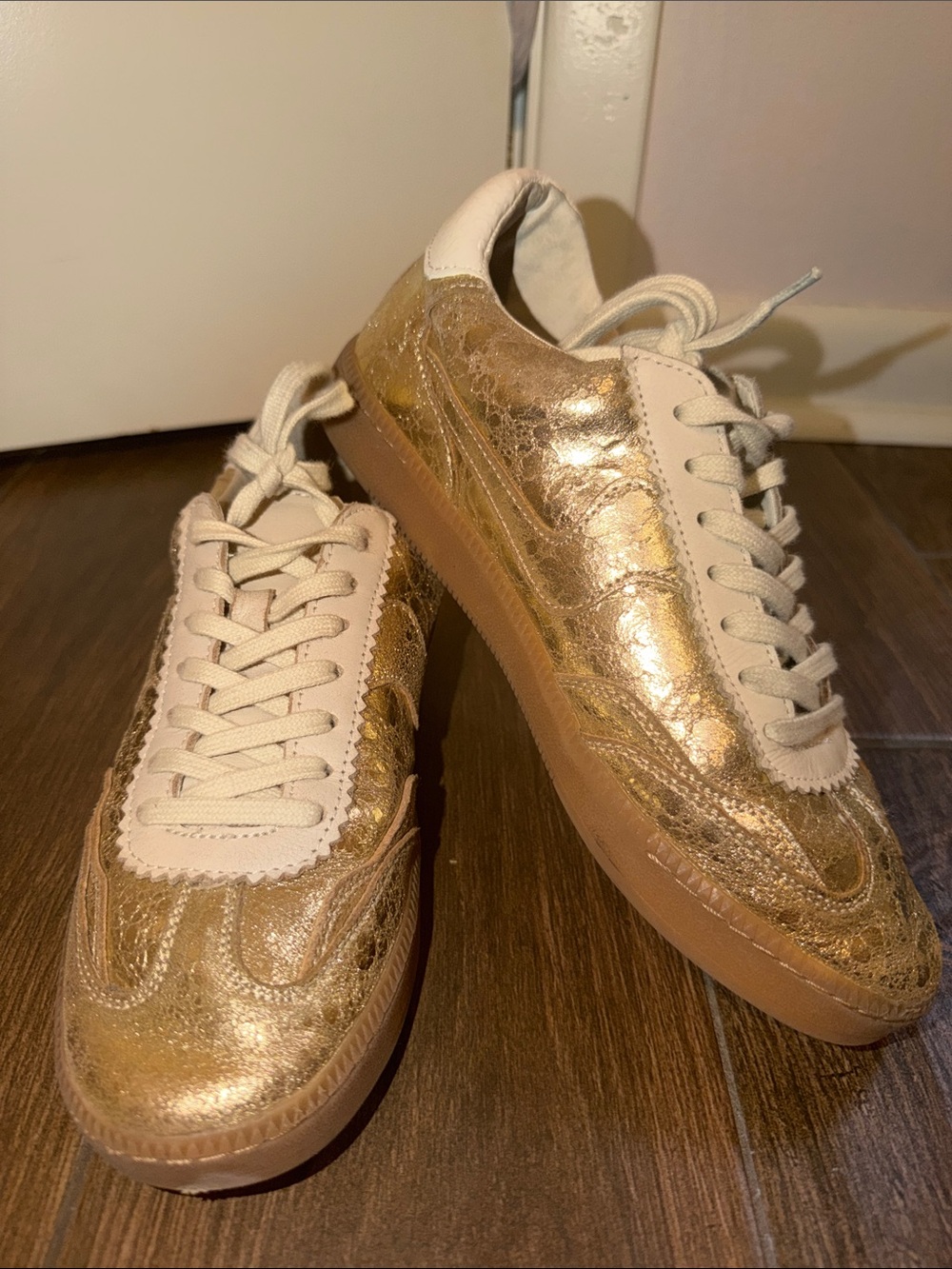 Dolce Vita Metallic Gold Low-Top Lace-Up Sneakers